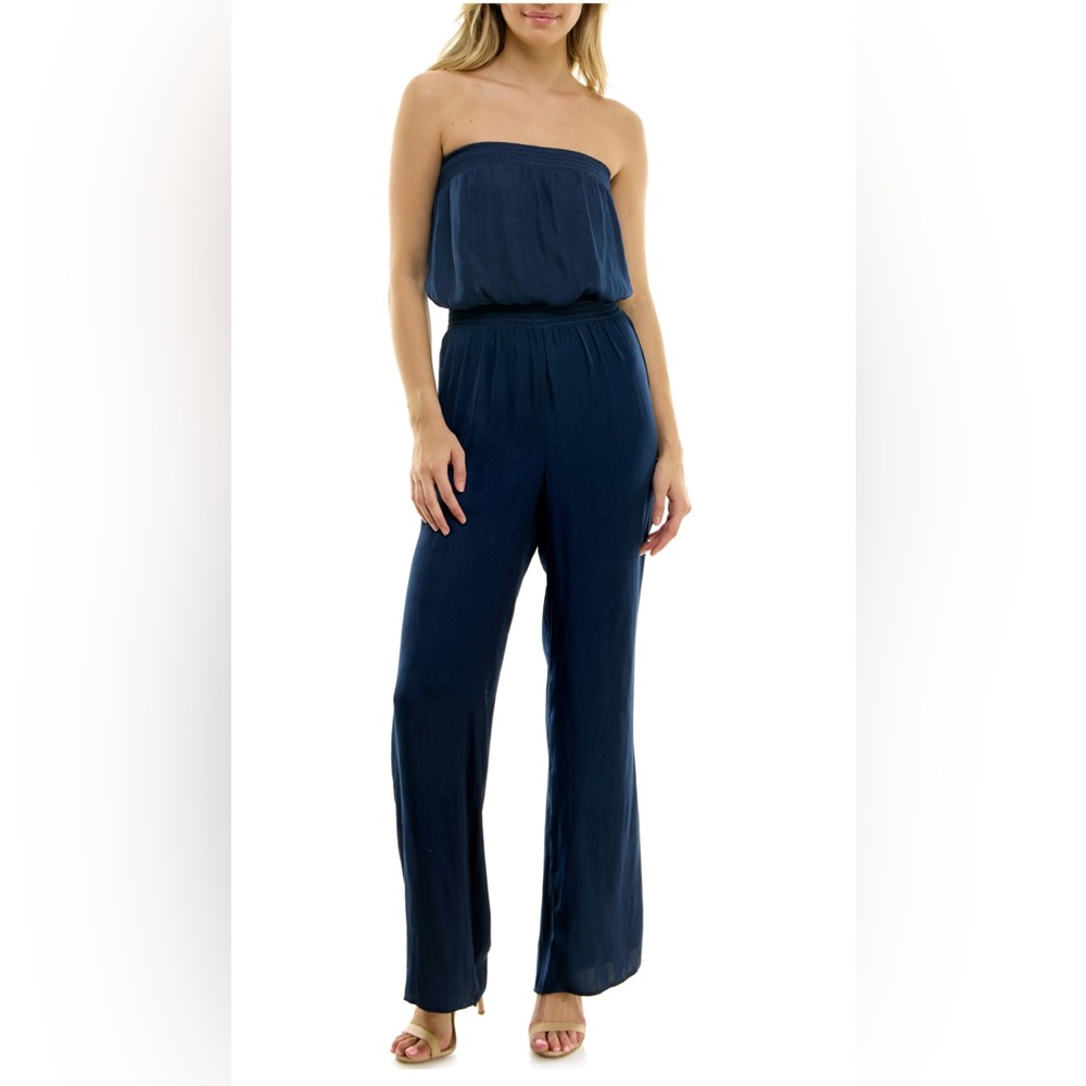 Socialite Strapless Smocked Jumpsuit
 Deep Navy Size:S (NWT)